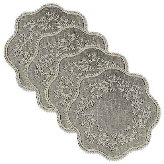 Heritage Lace SD-1200X-S Sheer Divine 12 in. Round Doily - Flax - Set of 4