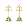 thumbnail image 4 of 1 Ct Round Cut Studs Blue Moissanite 14K Yellow Solid Solid Gold Everyday Dainty Earrings Screw Back, 4 of 7