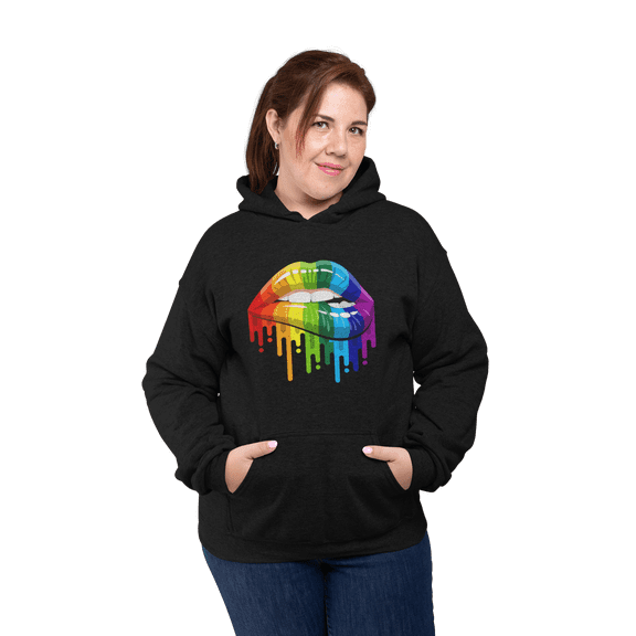 GILDAN by Party Shop Heavy Blend Multicolor Lip Woman, Hooded, Solid Print, Hoodie (Women's Plus)