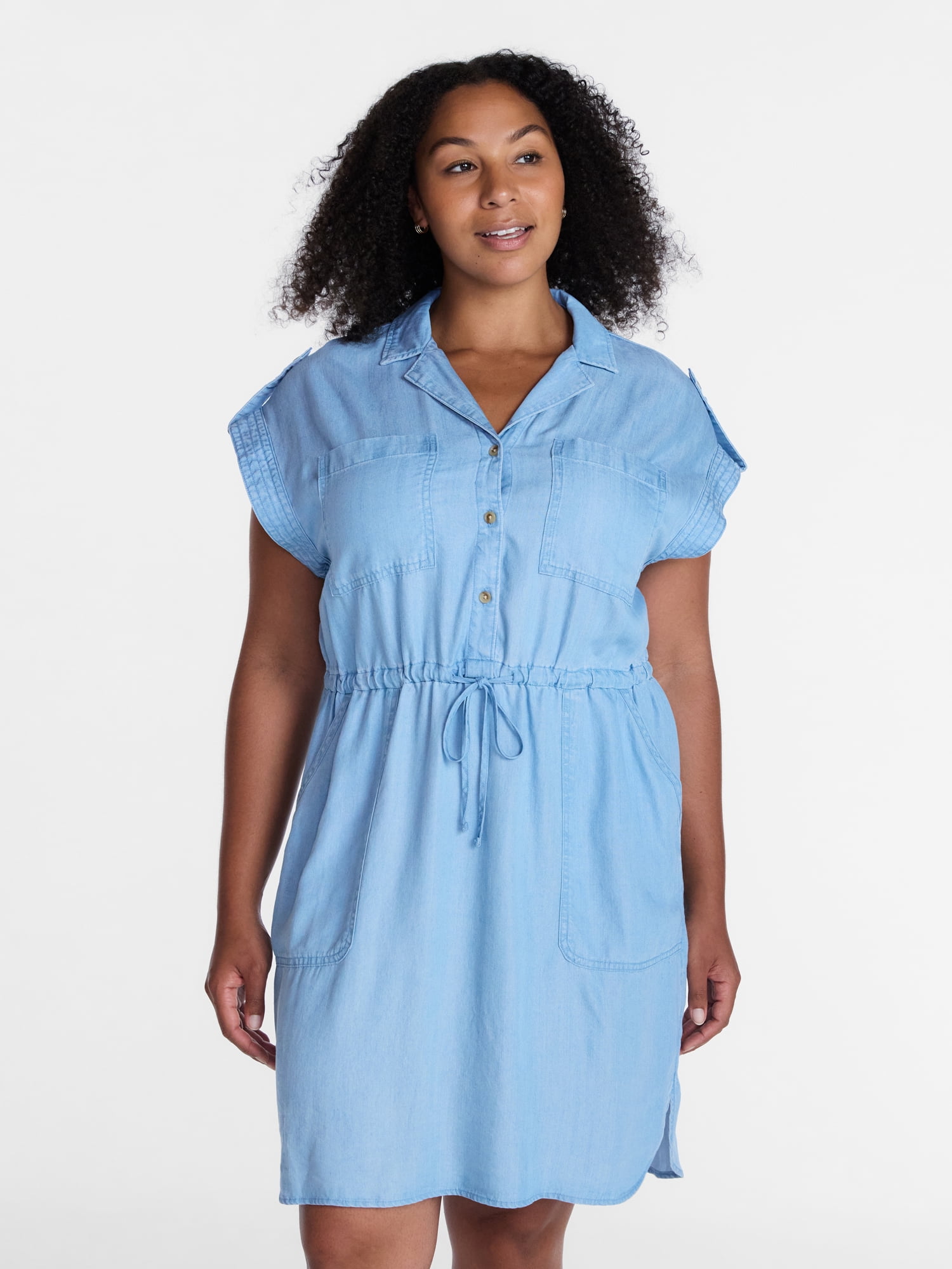 Time and Tru Women's Utility Shirtdress, Sizes XS-XXXL