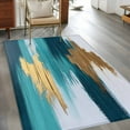 thumbnail image 3 of Modern Teal Green Large Area Rugs for Bedroom Living Room, Soft Non Slip Carpet Bedside Rug, Abstract White Gold Oil Painting Rectangular Floor Cover Kitchen Accent Rug 4'x6' for Dining Room/Office, 3 of 9