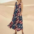 thumbnail image 4 of Mother'S Day Outfit For Women, 4Th Of July Dress Casual Cotton Sleeveless Round Neck American Flag Ruffle Flowy Long Tank Sleeve Velvet Dress Women Linen 2024 Dress (XXL, Navy) ZMTing, 4 of 5