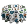 thumbnail image 4 of Blue Football Game Icons Pattern Round Tablecloth 60"x60",Wrinkle Wipeable Table Cloth for Kitchen Dining Room Picnic Patio Party, 4 of 6