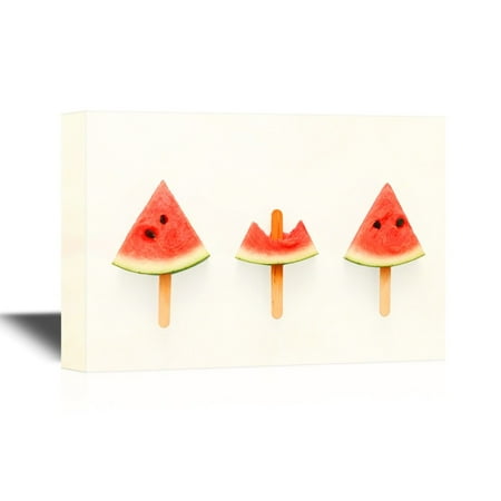 wall26 Canvas Wall Art - Watercolor on The ice-cream stick - Gallery Wrap Modern Home Decor | Ready to Hang - 16x24 inches