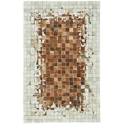 Zenna Mosaic Leather Cowhide Rug, Gray/Chocolate Brown, 9ft x 12ft Area Rug