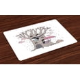 thumbnail image 1 of Ambesonne Tree Place Mats Set of 4, Bunny Family Rain Birds, Standard Size, Taupe Pale Pink, 1 of 4