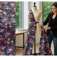 thumbnail image 5 of Soimoi Blue Cotton Poplin Fabric Leaves & Pink Floral Watercolor Printed Fabric 1 Yard 42 Inch Wide, 5 of 7