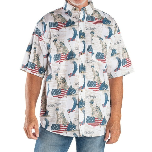 Men's We The People 100% Cotton Button-Down Patriotic Shirt with Pocket USA