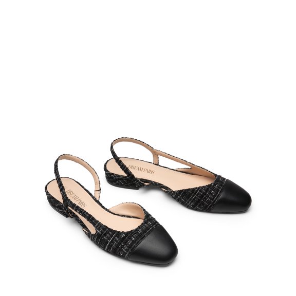 DREAM PAIRS Slingback Ballet Flats for Women Square Cap Toe Low Heel Dress Shoes Comfortable Work Flats for Office Party Wedding Business Casual