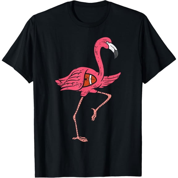 Flamingo Playing American Football Funny Men Women T-Shirt