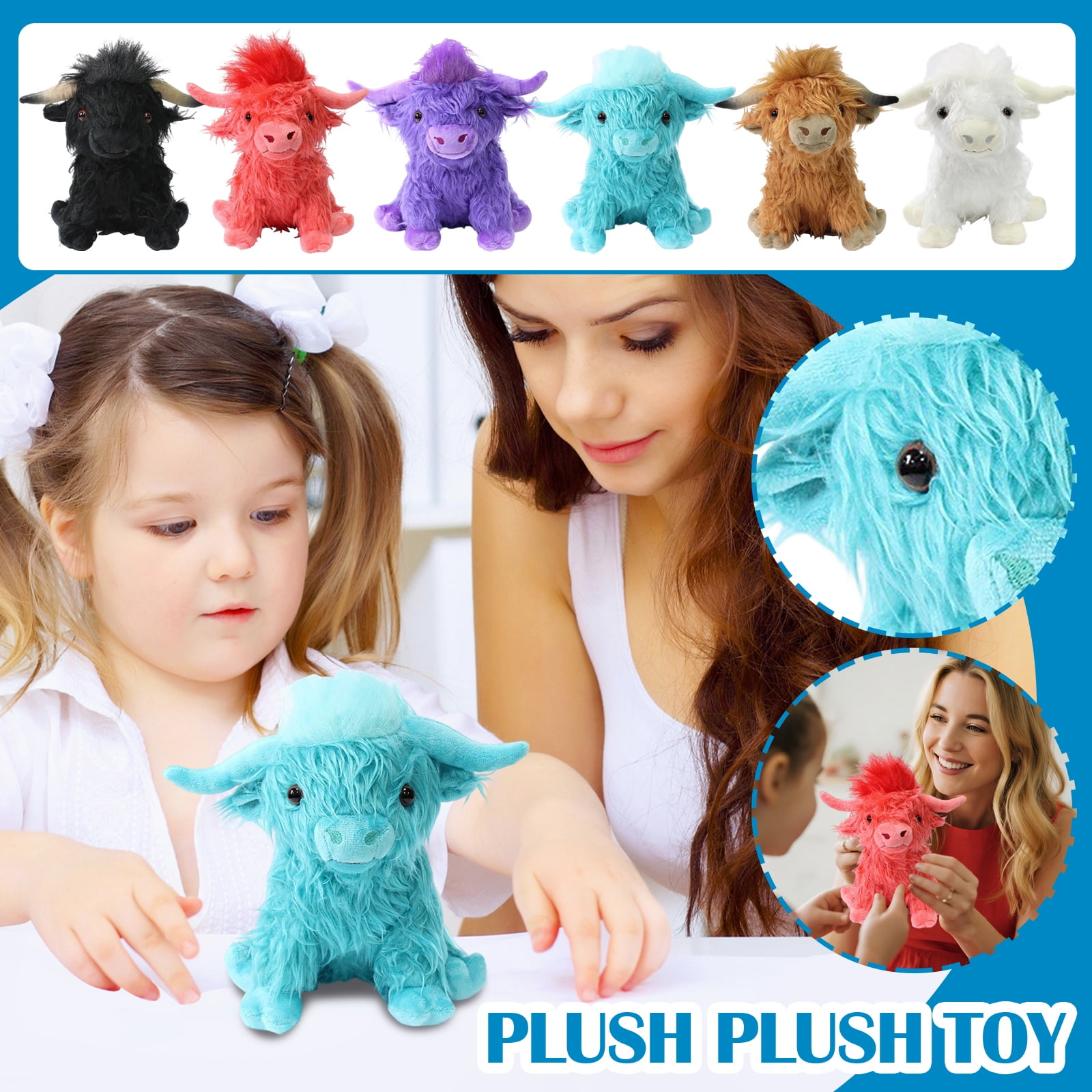 9.8Inch Cute Highland Cow Stuffed Animal Plush Doll, Perfecr Birthday Christmas Holiday Valentines Gifts, Easter Basket Stuffers