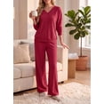thumbnail image 3 of Cueply Lounge Sets for Women 2 Piece Outfits Fall Long Sleeve Knit Sweater Top Wide Leg Pants Loungewear Winter Matching Set, 3 of 8