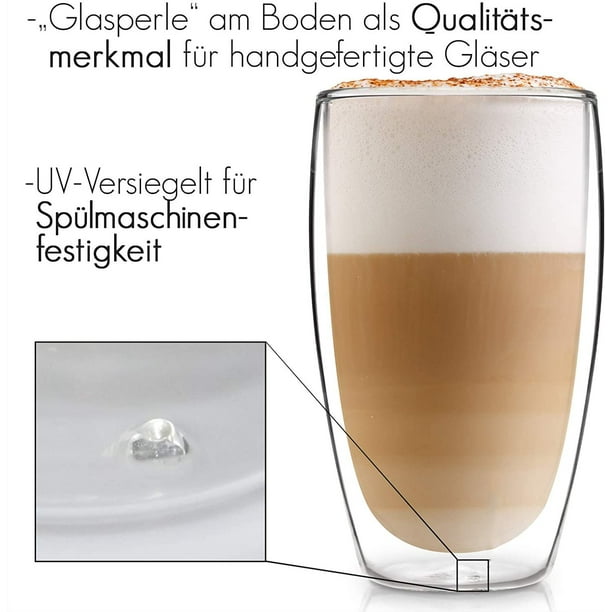 GLASWERK Verre double paroi à Latte Macchiato Design (2 x 430 ml) tasse a  cafe design 