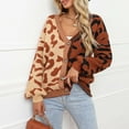 thumbnail image 5 of Cnbwig Cozy Sweaters for Women Leopard Print Patchwork Button Up Long Sleeved V Neck Jacket Loose Cardigan Casual Winter Tops Outwear A-Brown L, 5 of 8