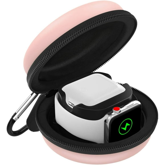 HCTian Storage Box Compatible with Apple Watch Series 9/8/7/6/5/4/3/2/1/SE,Portable Protective Travel Bag Fit iWatch 38mm 40mm 41mm 42mm 44mm 45mm and Airpods Pro/3/2/1 Charging Case Dock,Rose Gold