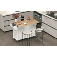 thumbnail image 2 of Kitchen Cart with Rubber wood Drop-Leaf Countertop, Rolling Kitchen Island on 5 Wheels with Storage Cabinet, White, 2 of 13
