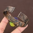 thumbnail image 4 of Natural Rainbow Solar Quartz Gemstone Copper Wire Wrap Bangle Adjustable, 4 of 4
