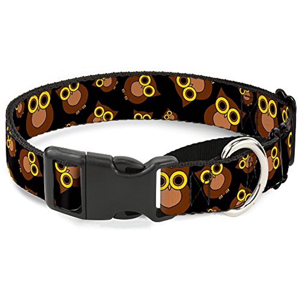 Buckle-Down Martingale Dog Collar - Owls Flip Black Mauve Sage - 1" Wide - Fits 15-26" Neck Size - Large