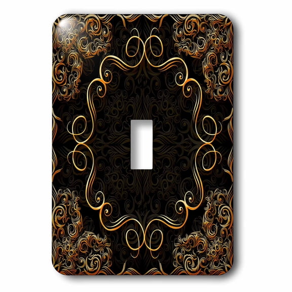 3dRose, Elegant Gold Design on a dark chocolate brown damask background, single toggle switch