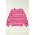 thumbnail image 6 of Casuashion Sachet Pink Striped Crew Neck Sweatshirt - Drop Shoulder Comfort, Fashionable Fit!, 6 of 8
