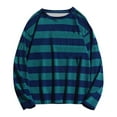 thumbnail image 3 of Men T Shirts Color Blocked Striped Navy Striped Casual Loose Trendy Sports Business Crewneck Long Sleeved T Shirt Tee, 3 of 4
