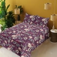 thumbnail image 2 of Ambesonne Vintage Fitted & Flat Sheet with Shams 4 Pcs Set, Watercolor Cornflowers Art, Calking, Pale Salmon and Dark Purple, 2 of 5