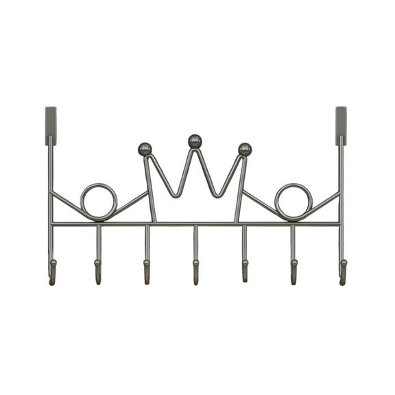 Eoozwa Over Door Hanger with 7 Hooks, Metal Over The Door Towel Hook, Crown Decorative Overdoor Organizers Bedroom Kitchen Door Organizer Hanging Racks Coat Hooks