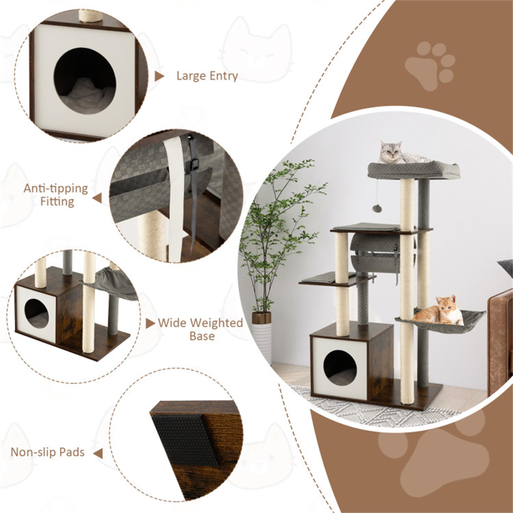 Pefilos 53" Modern Cat Tree Tower for Indoor Cats, Multi-Level Cat Condo with Scratching Posts, Perch, Washable Removable Cushions, Cat Tree House, Gray Pefilos 53" Modern Cat Tree Tower for Indoor Cats, Multi-Level Cat Condo with Scratching Posts, Perch, Washable Removable Cushions, Cat Tree House, Gray