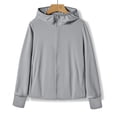 thumbnail image 3 of HAXMNOU Women's Long Sleeve Sun Block Shirts UPF SPF 50+ Zip Up Hoodie Jackets Lightweight Outdoor Coats Dark Gray 3XL, 3 of 6
