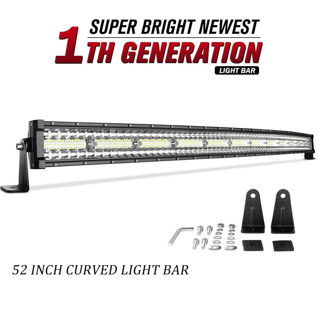 52INCH 700W Curved LED Light Bar Spot Flood Combo Wiring For Jeep Offroad 4X4WD