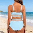 thumbnail image 4 of Women High Waisted Bikini Sets Two Piece Swimsuit for Women Tummy Control Swimsuits Color Block Drawstring Bathing Suit, 4 of 6