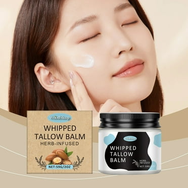 CozyQx Wood Sleep Beef Tallow For Skin - Whipped Tallow Balm with Organic Jojoba Oil (Unscented/Herb-Infused), Grass Fed Beef Tallow Face Moisturizer for Eczema, Baby Balm - Lotion For Dry Skin
