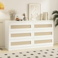 thumbnail image 2 of 6 Drawers Rattan Dresser for Bedroom Modern Chest of Drawers Storage Cabinet with Anti-Tip Kit for Bedroom Hallway Living Room White, 2 of 8