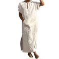 thumbnail image 1 of Deep V-neck Men Robe Short Loose Robe Traditional Clothing, 1 of 5