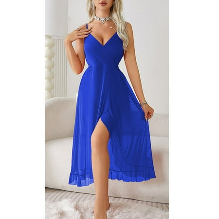 Women Babydoll Nightgown Babydoll Dress For Women Blue Lingerie For Women Lace Chemise Sleepwear Womens Sexy Lingerie