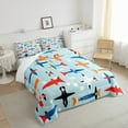 thumbnail image 4 of King Size Airplane Comforter Set, Aircraft Cartoon Style Quilt Bedroom Decor, Cartoon Rocket Bedding Set Aerospace Themed Duvet Insert With 2 Pillow Cases, Blue, 4 of 6