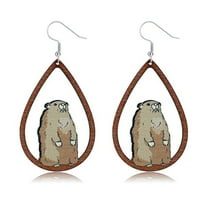Handmade Wooden Groundhog Earrings Cute Funny Groundhog Day Earrings for Women  Accessory Gifts