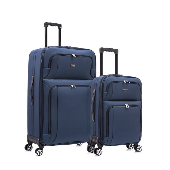 TOSCANO Gestore 2-Piece 19" & 30" Softside Lightweight Luggage Set, Expandable, 360-Degree Spinner Wheels - Navy Blue