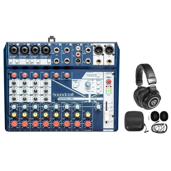 Soundcraft Notepad-12FX 12-Channel Mixer w/USB I/O   Effects   Studio Headphones