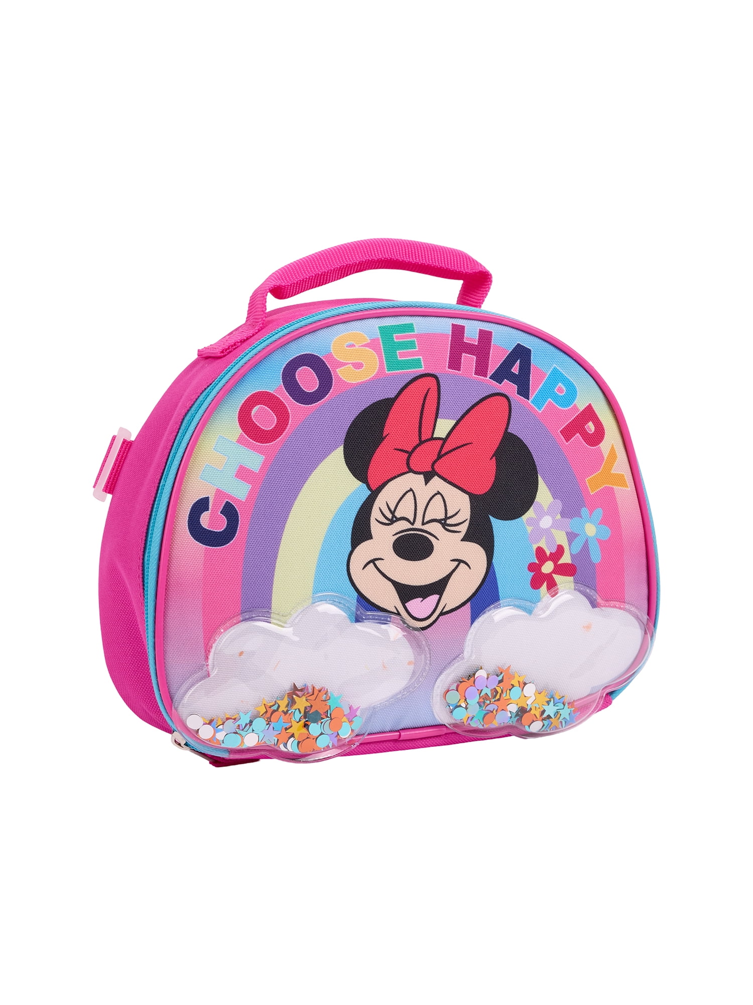 Disney Minnie Mouse Girls "Choose Happy" Rainbow 17" 2-Piece Backpack & Lunch Set, Pink