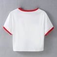 thumbnail image 4 of NuoCaiYun Womens Summer Crop Tops Short Sleeve T Shirts Crew Neck Letter Print Casual Graphic Tees Fashion Trendy Blouses, 4 of 6