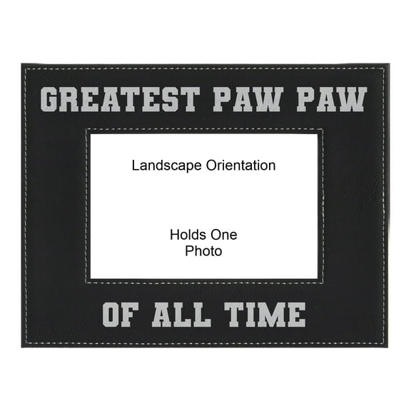 PrecisionNC Grandpa Gifts Greatest Paw Paw of All Time Engraved Leatherette Black Picture Frame Fathers Day 4x6 Landscape