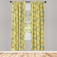 thumbnail image 4 of Ambesonne Retro Window Curtains, Circle Framed Flower Twigs, Each 28" W x 95" L, Mustard Multicolor, 4 of 4