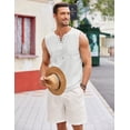 thumbnail image 3 of COOFANDY Men's Cotton Linen Tank Top Shirts Casual Sleeveless Lace Up Beach Hippie Tops Bohemian Renaissance Pirate Tunic, 3 of 10