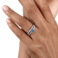 thumbnail image 5 of Gem Stone King 925 Sterling Silver Persian Blue Moissanite and White Moissanite Wedding Engagement Band Bridal Set Ring for Women (1.29 Cttw, Gemstone, Available in Size 5, 6, 7, 8, 9), 5 of 5