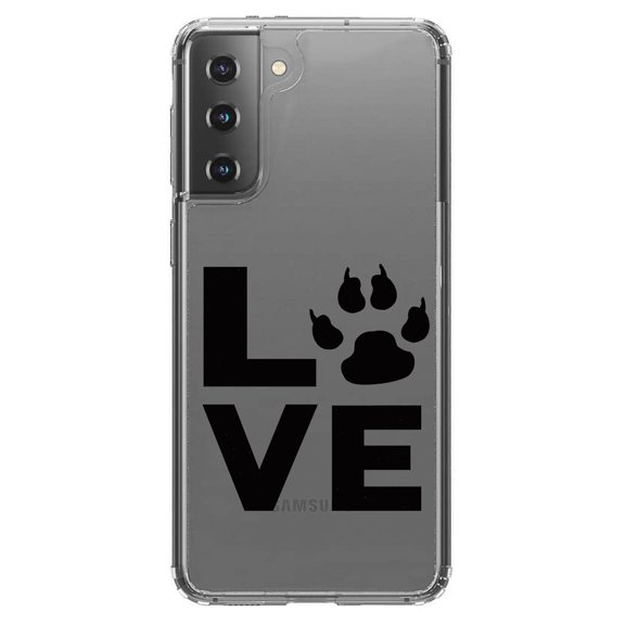 DistinctInk Clear Shockproof Hybrid Case for Galaxy S21  PLUS 5G (6.7" Screen) - TPU Bumper Acrylic Back Tempered Glass Screen Protector - Love - Dog Paw
