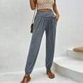 thumbnail image 1 of Ladies Basic Pants Slim Fit Casual Style Elastic Waist Solid Color Sports Outfit, 1 of 7