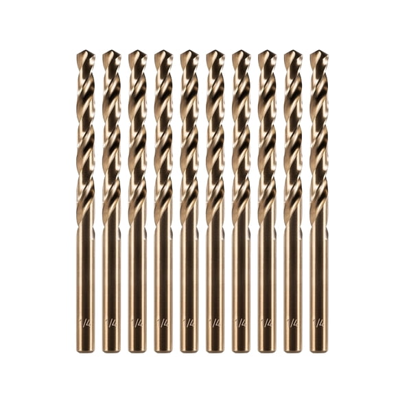 amoolo Foret Cobalt 1/4 Pouces (10 Pcs), Ensemble de Forets M35 HSS pour Métal Dur, Acier Inoxydable, Fonte