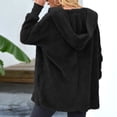 thumbnail image 5 of Defitshape Women's Long Sleeve Hooded Cardigan Plush Fuzzy Fleece Drape Open Front Hoodie Winter Thermal Warm Slouchy Baggy Jacket Outerwear Pockets Black 14, 5 of 5