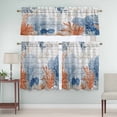 thumbnail image 5 of Ocean Corals Curtain Valances Set Summer Beach Coral Sea Stars Dark Blue Kitchen Curtains 24&nbsp;inch Length Rod Pocket Valance and Tiers 3 Piece Set Small Bedroom Bathroom Laundry Decor, 5 of 9